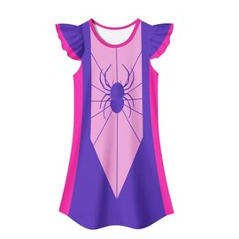 Toddler Girl Cartoon Dress Flutter Sleeve Summer Casual Dress for 3-8 Years Kids (US, Age, 3 Years, red)