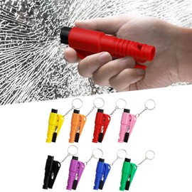 CARFIB Window Breaker Seatbelt Cutter Keychain 3-in-1 Car Emergency Escape Tool Break Glass Seat Belt Cutters Safety Mini Rescue Life Whistle Tools for Survival 8pcs