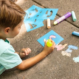Sunny Days Entertainment, LLC. Creative Chalk Activity Set includes 35 Stencils, 10 Colors, 2 Blending Sponges, 2 Chalk Holders, 1 Spray Bottle | Activity and Games Kids Ages 3+