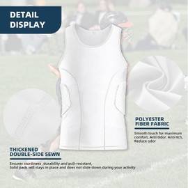 ciseroye Mens Padded Football Shirt with Pads Chest Rib Protector Heart Guard Sternum Protection- Mens Padded Compression Shirt Football Rib Protectors for Baseball Basketball Paintball Rugby -XL