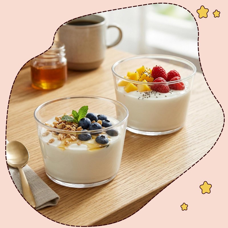 9 Pack Small Glass Dessert Bowls, 8 Oz Clear Dessert