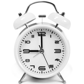 Miowachi 4 inches Twin Bell Alarm Clock,with Backlight Loud Ring Bell Clock for Heavy Sleeper Adults White