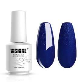 Vishine Gelpolish Professional Manicure Salon UV LED Soak Off Gel Nail Polish Varnish Color Pearl NavyBlue(1349)