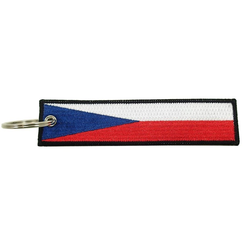 Czech Republic Flag Key Chain, 100% Embroidered