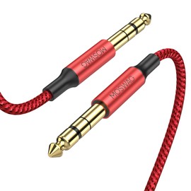 MOSWAG TRS Guitar Cable 3 m, 6.35 mm to 6.35 mm Jack Audio Cable Nylon Braided for Electric Guitar, Electronic Piano, Bass Amplifier, Bass, Key Instrumes etc
