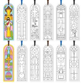 Easter He is Risen Color Your Own Bookmarks for Kids - 120Pcs Religious Theme DIY Coloring Blank Bookmark Christian Classroom Art Craft Supplies for Students Easter Sunday School Reward Goodie Fillers