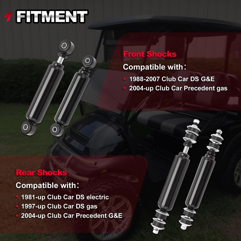 TEMSONE Golf Cart Front and Rear Shock Absorbers Compatible with