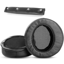 XRHTONG Prime Earpads Replacement+Headband Compatible with Denon AH-D2000 AH-D5000 AH-D7000 AH-D1100 AH-D5200 AH-D7200 AH-D9200 Headphones Ear Pads Cushion(Protein Leather/Memory Foam)