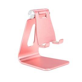 Bidponds Phone Stand,Adjustable Cell Phone Stand for Desk,Aluminum Alloy Cell Phone Cradle Cell Phone Holder for Desk,Rose Gold