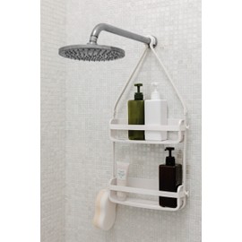 Umbra Flex Hanging Shower Caddy, Bathtub Shelf and Bathroom Organizer, 2 Shelves, White