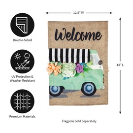 Flower Truck Garden Burlap Flag - 13 x 1 x 18 Inches