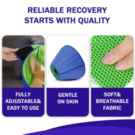Adjustable Spay/Neuter Recovery Neck and Head Collar, Soft Dog Tapered Collar for Large/Medium/Small Pets (Blue, L)