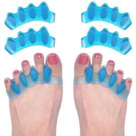 ROOCKE 4 Pcs Gel Toe Spacers for Women,Correct Hammer Toe Bunion Corrector for Men,Big Toe Spreaders,Yoga Toe Separators,Straightener for Overlapping Toes (Blue)