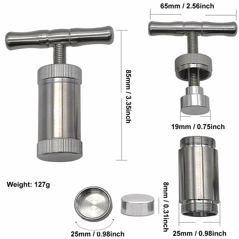 Tech-L Stainless Steel Pollen Press T Press Handle Tool Heavy