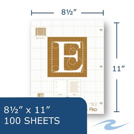 Roaring Spring Engineering Pad, 24-Pack, 8.5" x 11", 100 Sheets 15# Buff Paper, 5x5 Printed Back Enclosed Grid, Top Glued, 3-Hole Punched, Proudly Made in USA, Heavy Backing Board