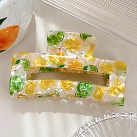 Lemon Hair Clips, Summer Fruit Hair Claw Clips Non-Slip Acrylic Hair Jaw Clamp Medium Square Catch Clip Strong Hold Hair Barrettes Fun Hair Decorative Claw Clip Cute Fruit Accessories for Women Girls
