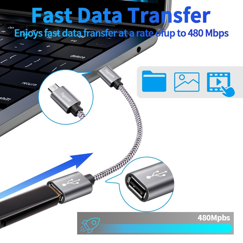 Togconn USB to Micro USB Adapter 4 Pack, Unidirectional Micro