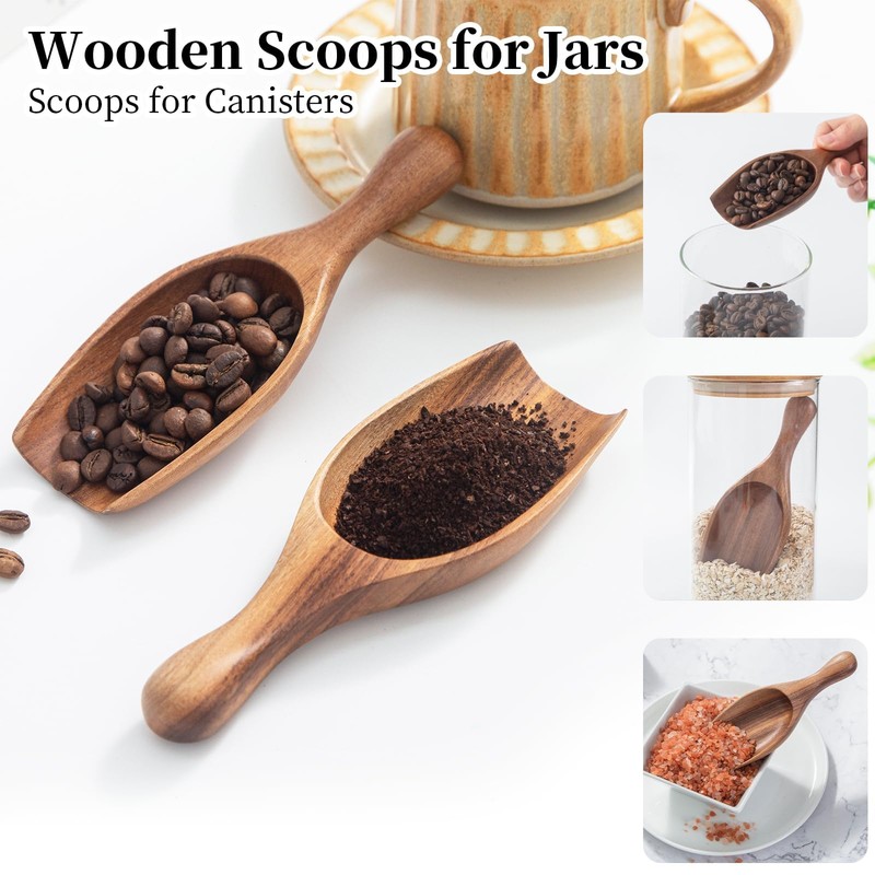 NLHL Large Wooden Scoop 1PCS - 6.3Inches Wood Scoop for