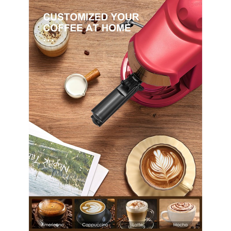 Ihomekee Espresso Machine, 3.5Bar Espresso and Cappuccino Machine with Preheating