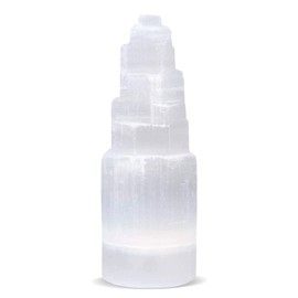 SALT 84 Selenite Crystal Tower 10 cm Tall, Hand Curved Morocco Crystal, Natural Healing Crystal Stone for Home Décor