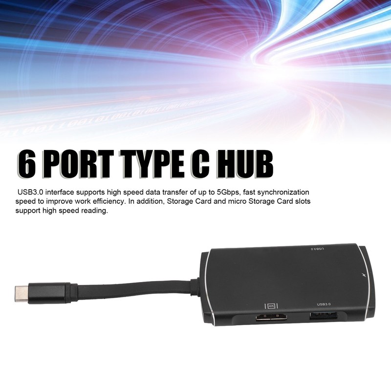 Type C Hub 6 in 1 4K HD Multimedia Interface