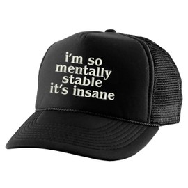 ALLNTRENDS I'm So Mentally Stable It's Insane Hat Funny Cap Embroidered Trucker, Black, One Size