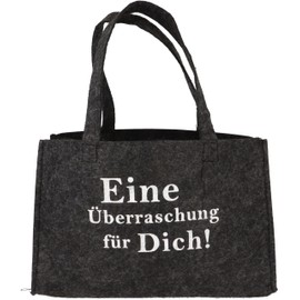 WORTGEFECHTE Felt Bag with Funny Sayings for Firewood Shopping Bag Newspaper Basket Shopper Felt Foldable Firewood Bag Felt Basket, gray