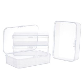 SUPERFINDINGS 4 Pack 12.5 x 8.5 x 4.5 cm Clear Plastic Beads Storage Container Boxes with Lid Small Rectangular Plastic Organiser Storage Case for Beads Jewellery