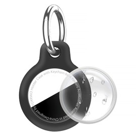 YOKRWO Holder 1-Pack Waterproof TPU Shell Protective Case for Airtags 2nd Gen (2026) & 1st, Anti-Scratch Keychain for Apple for Air Tags with All Metal Key Chain Key Ring Clip for Air Tagholder, Black