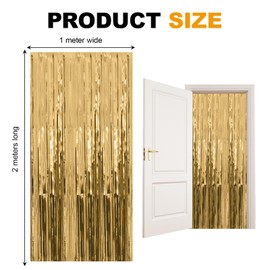 2PCS Champagne Gold Glitter Foil Curtain partyBackdrop Metallic Tinsel Fringe Streamers For Party Decorations,goldparty&birthday decorationstinsel curtains For Birthdays, Weddings Celebrations(1*2M)