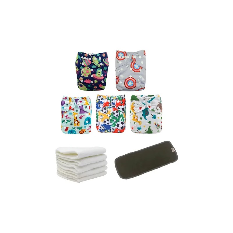 5 Pañales Ecológicos Alvababy Estampados Abs Microfibra