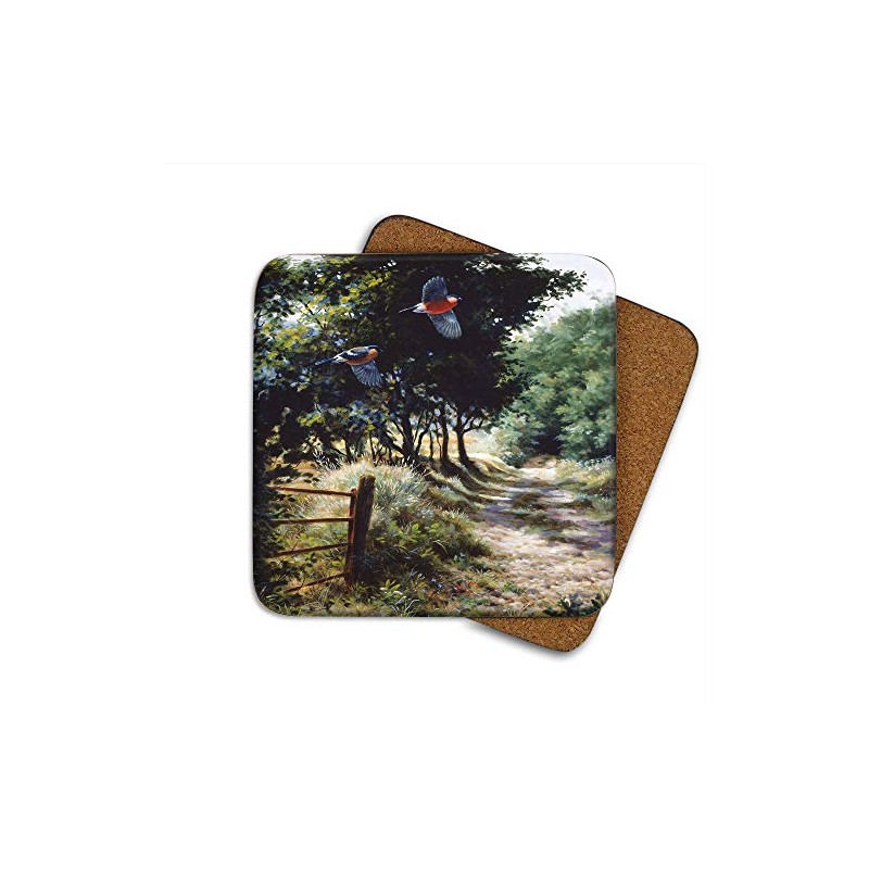 Bullfinch Drinks Coasters by Wildlife Artist Julian Friers - Set