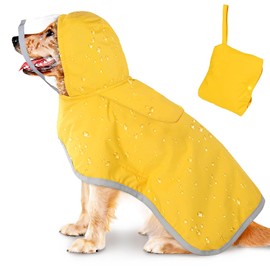 Pet Raincoat Water Proof Reflective Adjustable Hooded Dog Rain Jacket for Outdoor Activities (S)