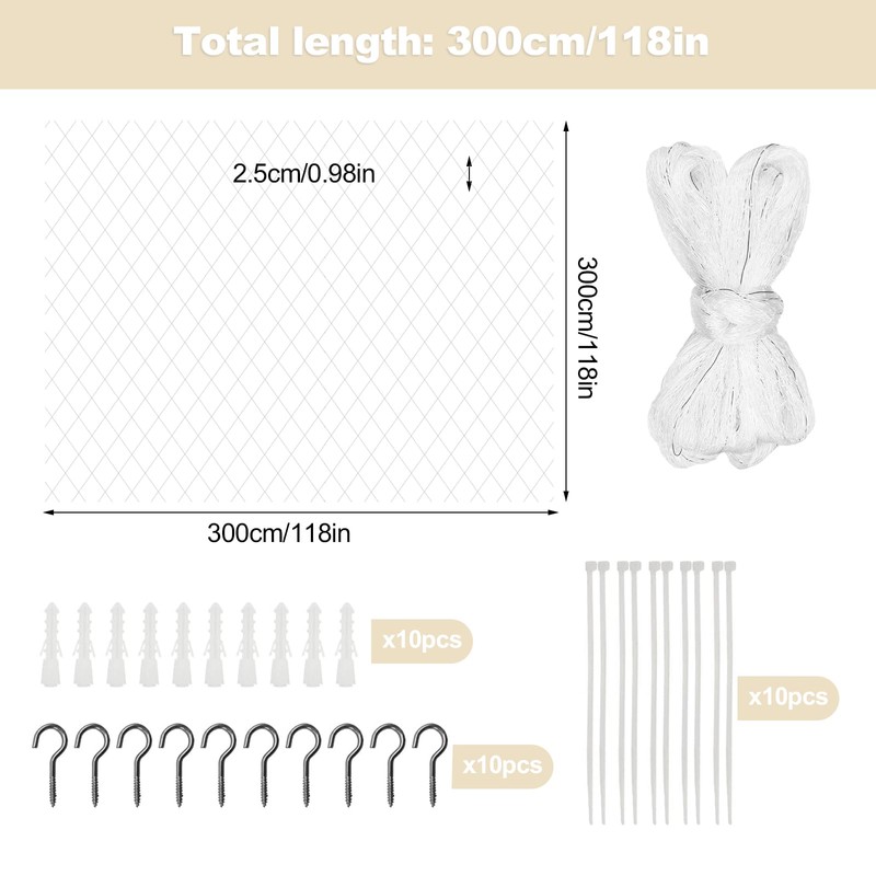 heqxwl Nylon Cat Protection Net for Balcony, No Drilling, Transparent,