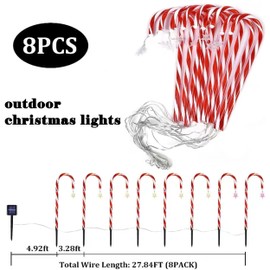 Christmas Decorations 8 Pack 19" Walk Way Candy Canes - Christmas Lights Candy Cane PathwayXmas Solar Candycandy Cane Christmas Lights Outdoor ，Outdoor Christmas Lights Yard