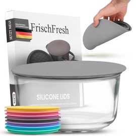 FrischFresh - Lid | Food Storage Lid for Pots, Bowls, Pans | Diameter 16 cm Black | Air- and Light-Proof [Space-Saving] Long Durability | Food Protection, Coasters | Cooking, Camping, Office