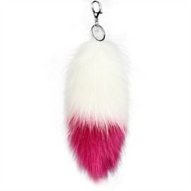 lanbqiuer 10IN Furry Fox Tail Key Chain Tail For Handbags Backpacks Wolf Women's Cosplay Accessory