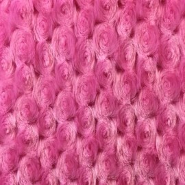 Fashion Fabrics LLC Hot Pink 58" Wide Minky Swirl Rose Blossom Ball Rosebud Plush Fur Fabric Polyester Sold by Yard.