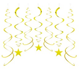 Party Star Swirl Decorations, Gold Foil Ceiling Hanging Swirl Decorations with Star, Whirls Decorations for Birthday | Wedding | Anniversary | Graduation Party Supplies,30 PCS