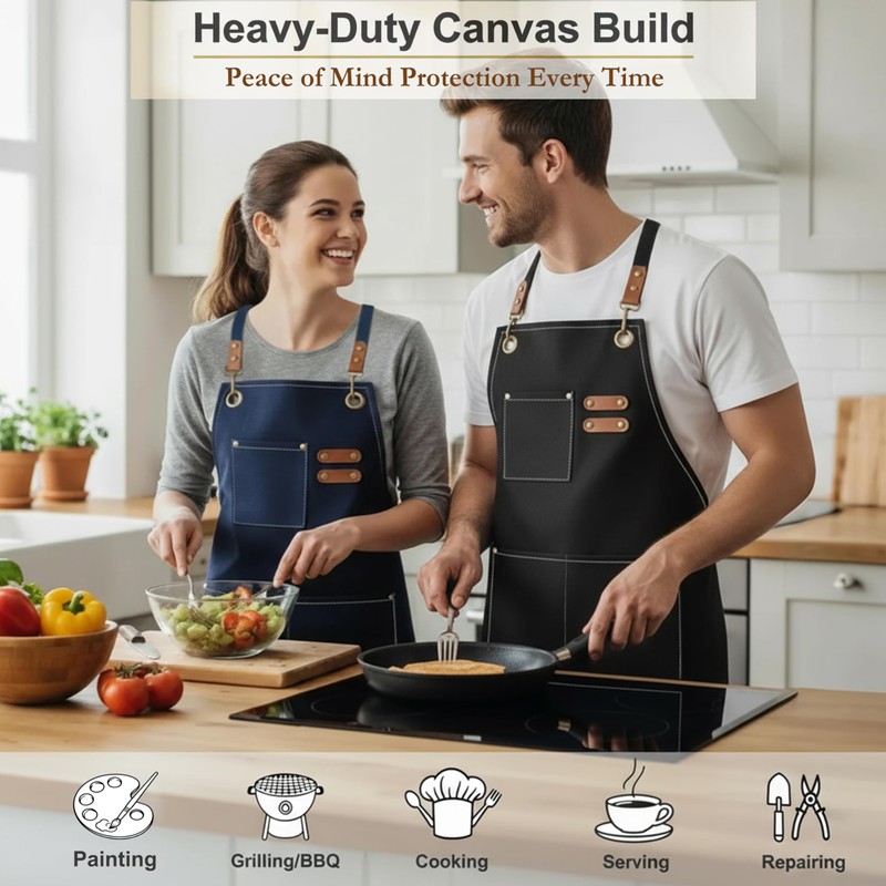 ursapela Canvas Work Apron for Men Women with 3 Pockets