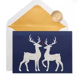 PAPYRUS Magic of the Season Romantic Holiday Greeting Card Deer Heart Love