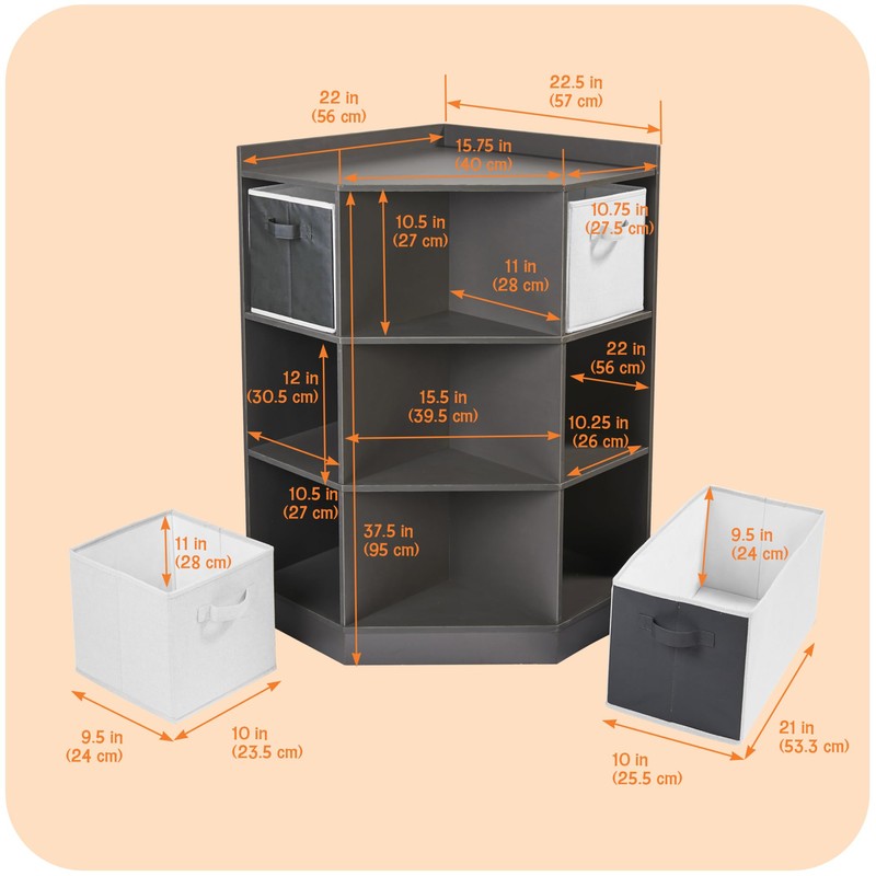 Badger Basket Corner Cubby Toy Storage Unit for Kids with