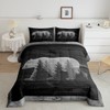 Castle Fairy Lodge Cabin Comforter Set Gray Bear Pine Tree