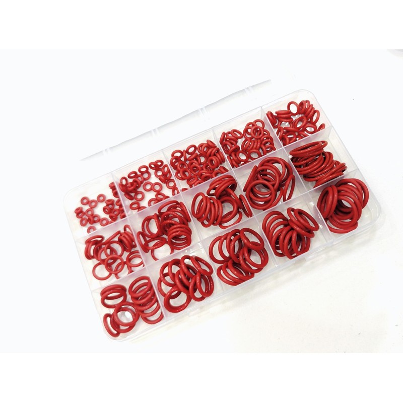 225 PCS Red Metric Silicone O Ring Assortment Rubber Silicone