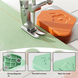 3Pcs Magnetic Seam Guide for Sewing Machine,Multifucntional Polygonal Magnet Seam Hemmer Guide with Scale,Upgraded Universal Sewing Accessory & Supplies for Magnet Making Machines