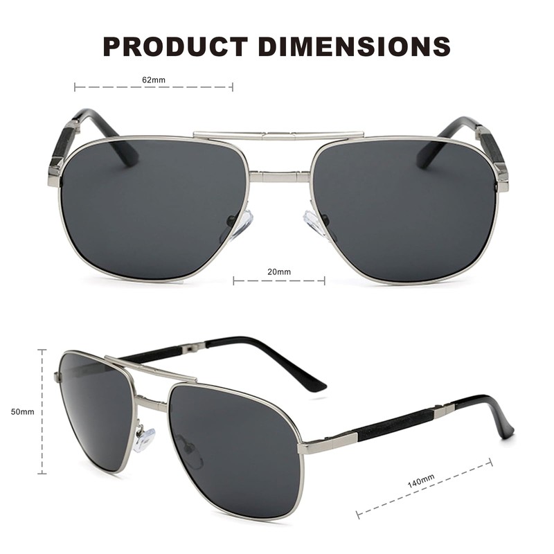 Kyiduo Classic Polarized Folding Compact Pocket Sunglasses With Care (Silver,Black)