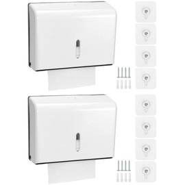 QWORK Paper Towel Dispenser Wall Mount, 2 Pack Multifold Hand Towel Dispenser, Tri-fold Commercial Hand Towel Dispenser for Bathroom, Kitchen, Office, White