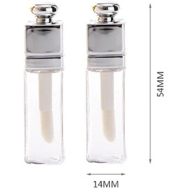 Jizlan 2Pcs Empty Lip Gloss Tubes, 3ml Clear Lip Gloss Tubes with Wand, Refillable Lip Balm Gloss Containers for DIY Makeup Lipgloss Making Kit