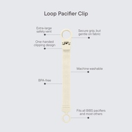 BIBS Loop Pacifier Clip - Sleek, Secure One-Handed Operation, Fits All BIBS and Most Brands, Machine Washable, Slim Profile for Comfort, Ages 0+ - Dark Oak