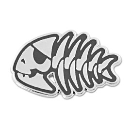 EvolveFISH FSM Jolly Pirate Fish Lapel Pin - [Silver][1" Wide]